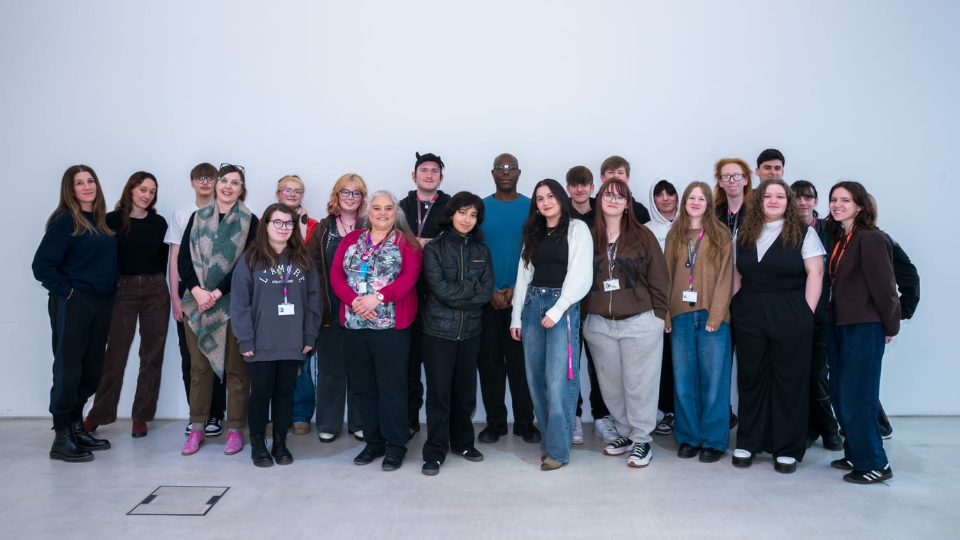 East Kent Collage students at the Turner Contemporary Gallery with artist Steve McQueen